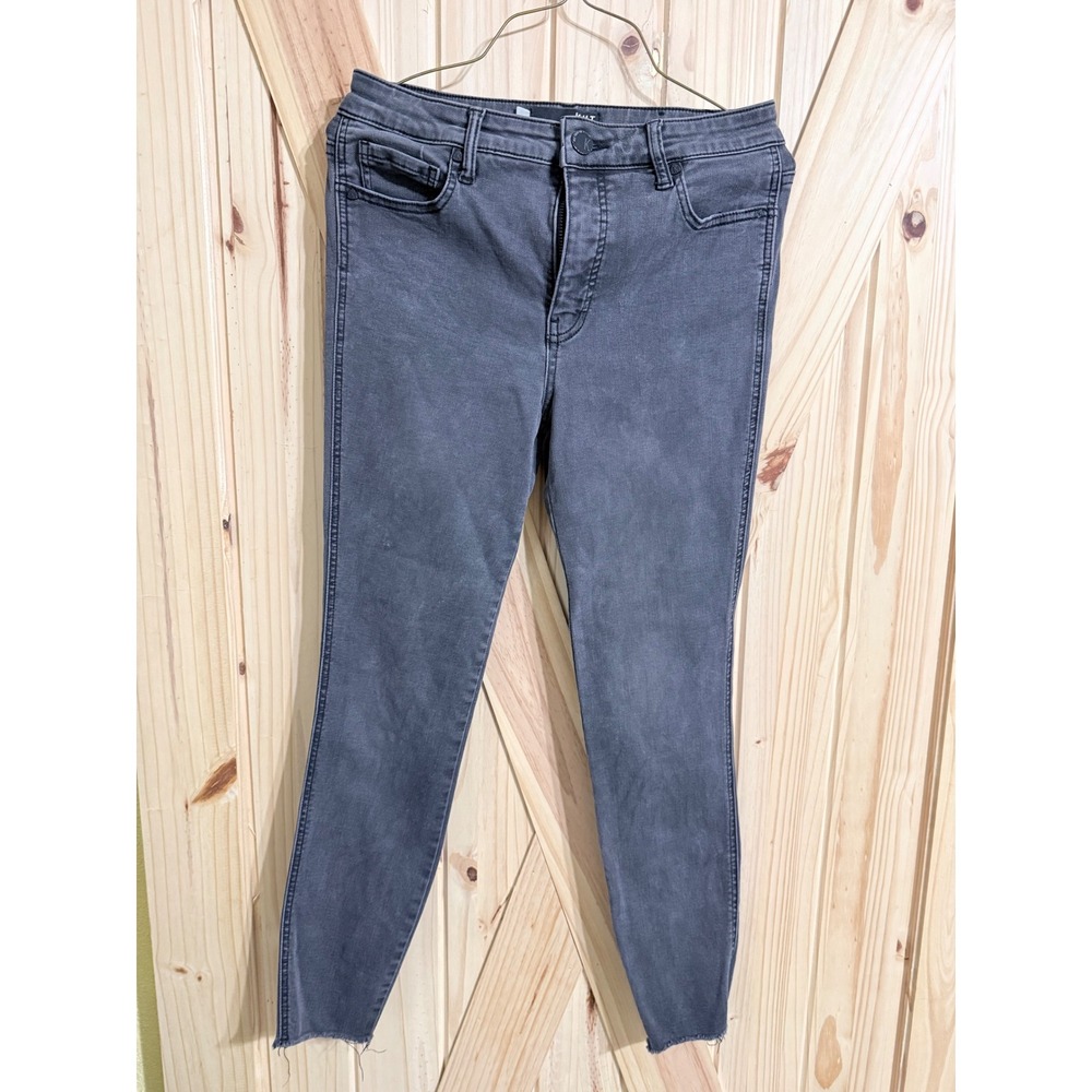 Kut from the Kloth Connie High Rise Ankle Skinny Jeans Faded Black Raw Hem 6